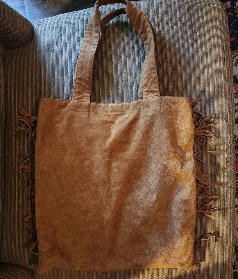 Bolso de hombro vintage de gamuza tostada Scully para mujer de cuero con flecos Foto 2 de 4