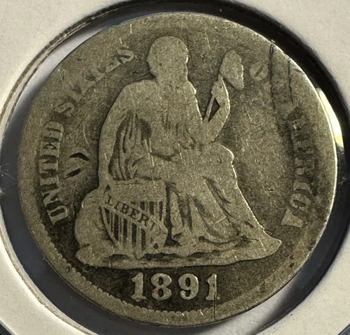 1891-P Seated Liberty Dime - (P10-28)