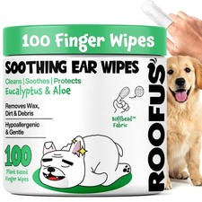 Dog Ear Cleaner Wipes 100 Counts - Vet-Recommended Pet Ear Wipes to Remove Wa...