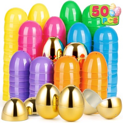 Duchong 300 Easter Eggs Bulk, 2.4 Empty Plastic Multicolor With Gold 