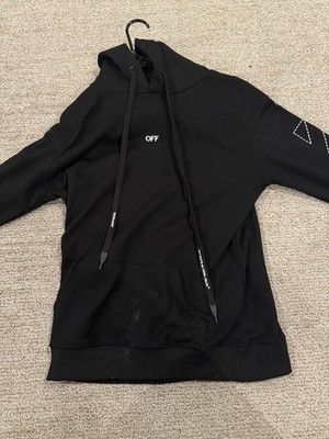 Off-White PERMANENT Black Graphic Print Cotton Hooded Pullover Hoodie Men