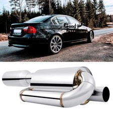 For 3 Series E90 325i 328i Chrome 2.5" Inlet 4.0" Tip Twin Loop Exhaust Muffler