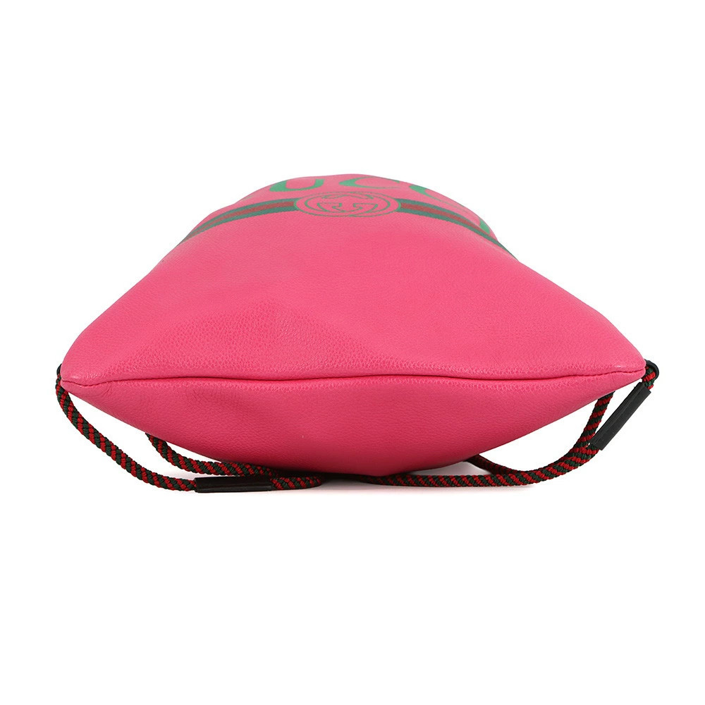 GUCCI Backpack Drawstring Logo Napsack Leather 52… - image 3