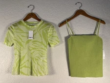 NWT Bar III XS Two Piece Separates Tops Sold As One Lime Green #1063