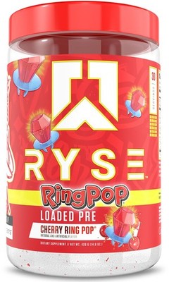 RYSE Ring Pop Cherry Pre Workout Energy Powder 14.8 Ounce  Performance Formula
