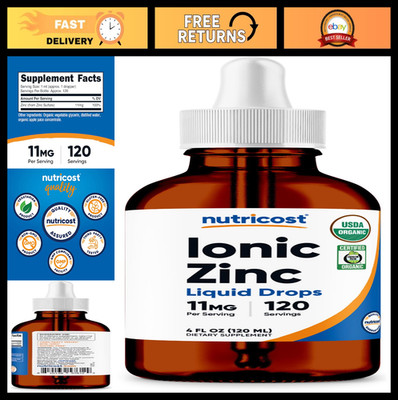 Organic Ionic Zinc Drops 11mg - Liquid Supplement, USDA Organic, Non-GMO, Gluten