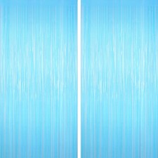 Light Blue Tinsel Backdrop Foil Fringe Curtains Door Streamers Decor 2 Packs