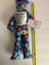 Dammit Doll Blue Floral Pattern Stress Relief Cloth Rag Doll 12 in