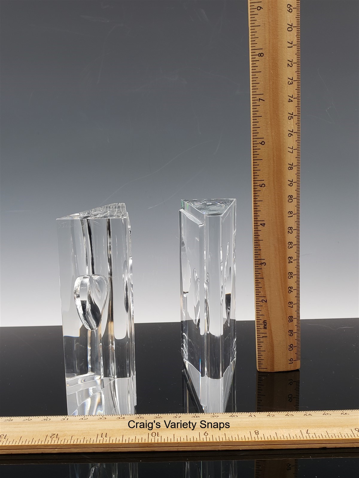 Steuben Glass Double Hearts Crystal Sculpture Bookends Paperweight Boxed USA