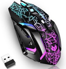 Wireless Gaming Mouse, Rechargeable Computer Mouse with Type-C Black