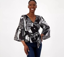 Attitudes By Renee Global Illusions Faux Wrap Cabana Top Etched Palms Size L