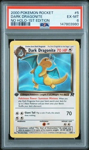 2000 POKEMON ROCKET NO HOLO-1ST ED #5 DARK DRAGONITE PSA 6