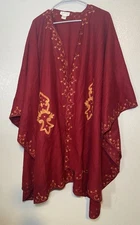 FLAWED Raiment Women's Cape Poncho Wrap Free Size 100% Wool Brandy 56"X 37"