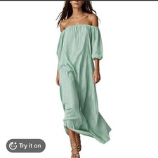 Off-Shoulder Greenish Maxi Dress