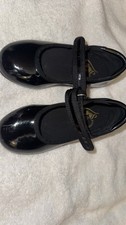 Stelle Patent Leather Black Dance Tap Shoes 7 MT Toddler Pre Owned