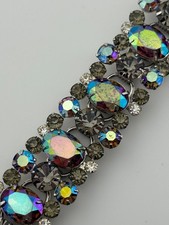 Vintage Juliana D&E 5 Link Bracelet Oval AB Aurora Borealis Rhinestone READ