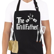 The Grill Father Funny Chef Cooking Grilling BBQ Apron 2 Pockets Men Dad