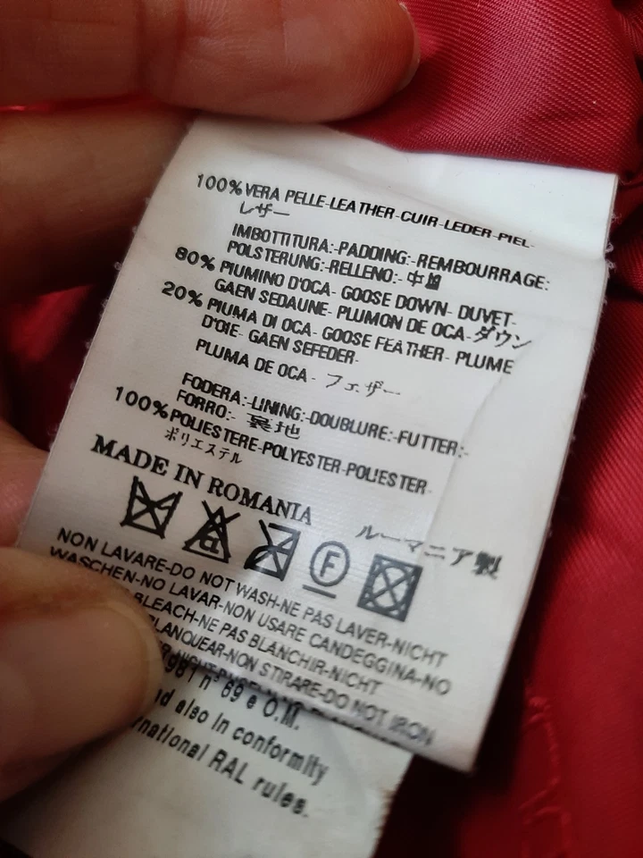 DSQUARED Black Leather Biker Puffer Jacket Down Filling Designer Womens Size 48 - Image 4 of 4