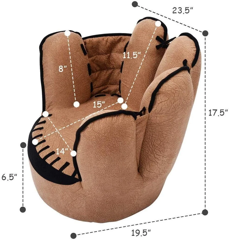 Sofá infantil, cadeira estofada infantil com construção de madeira, beisebol G... - Imagem 3 de 4