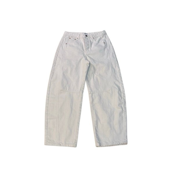 PARKE Barrel Horseshoe Straight Leg Button Fly Jeans Cream Size 27