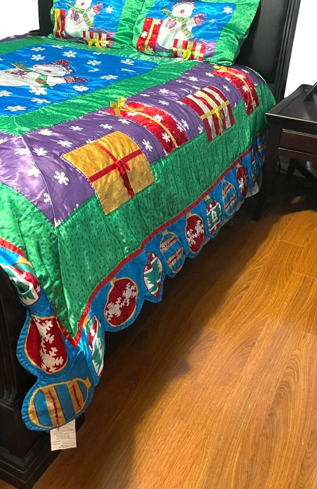 Juego de edredón de vacaciones muñeco de nieve Pem America Inc. de colección 2 fundas estándar talla King Plus Foto 2 de 4