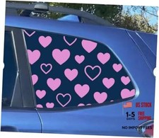 2PCS Universal 42x100cm Rear Side Window Heart Decal for Car, Matte Vinyl Pink