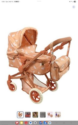 New York Doll Bassinet Doll Stroller Peach Adjustable Handle