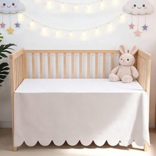 Scallop Edge Crib Skirt Ivory, 100 Egyptian Cotton 400 Thread Count Crib Skir...