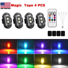 4PCS Car Truck Waterproof Wireless LED Warning Strobe Lights 8 Colors USB Charge