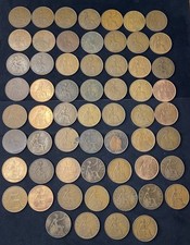 Lot Of 60 Great Britain One Penny Various Years And Conditions Free Shipping