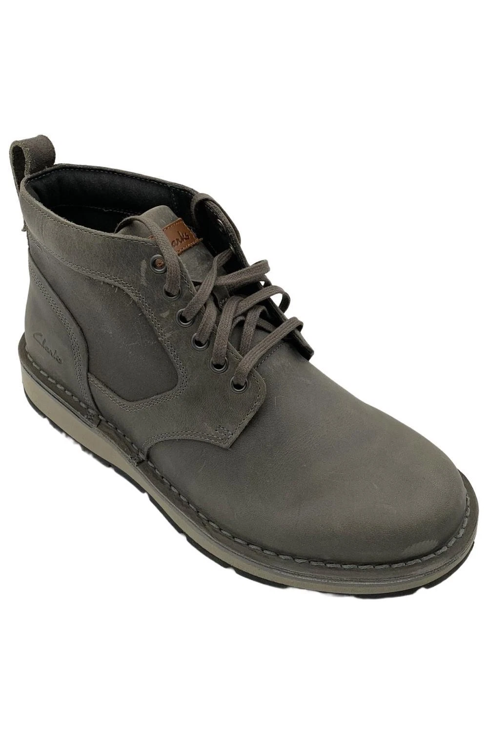 Stivali Oxford Clarks uomo Gravelle Top pelle grigio scuro