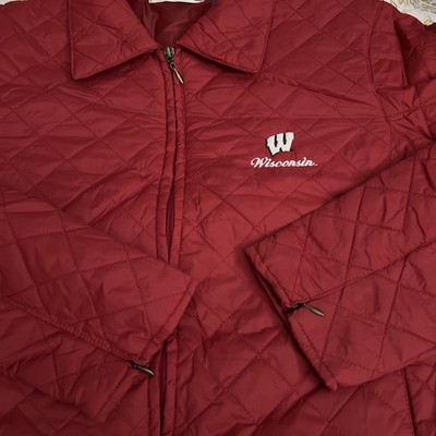 Wisconsin Badgers Women s Medium Full Zip Nylon Jacket Coat Red NWT
