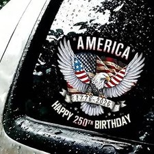 USA 250 Anniversary Car Stickers 3PCS, 1776-2026 Patriotic Weatherproof Indep...