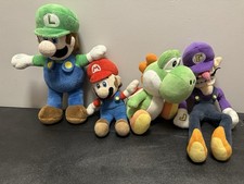 Mario Brothers Mario Luigi Yoshi Waluigi Nintendo Plush Stuffed Toy Lot of 4