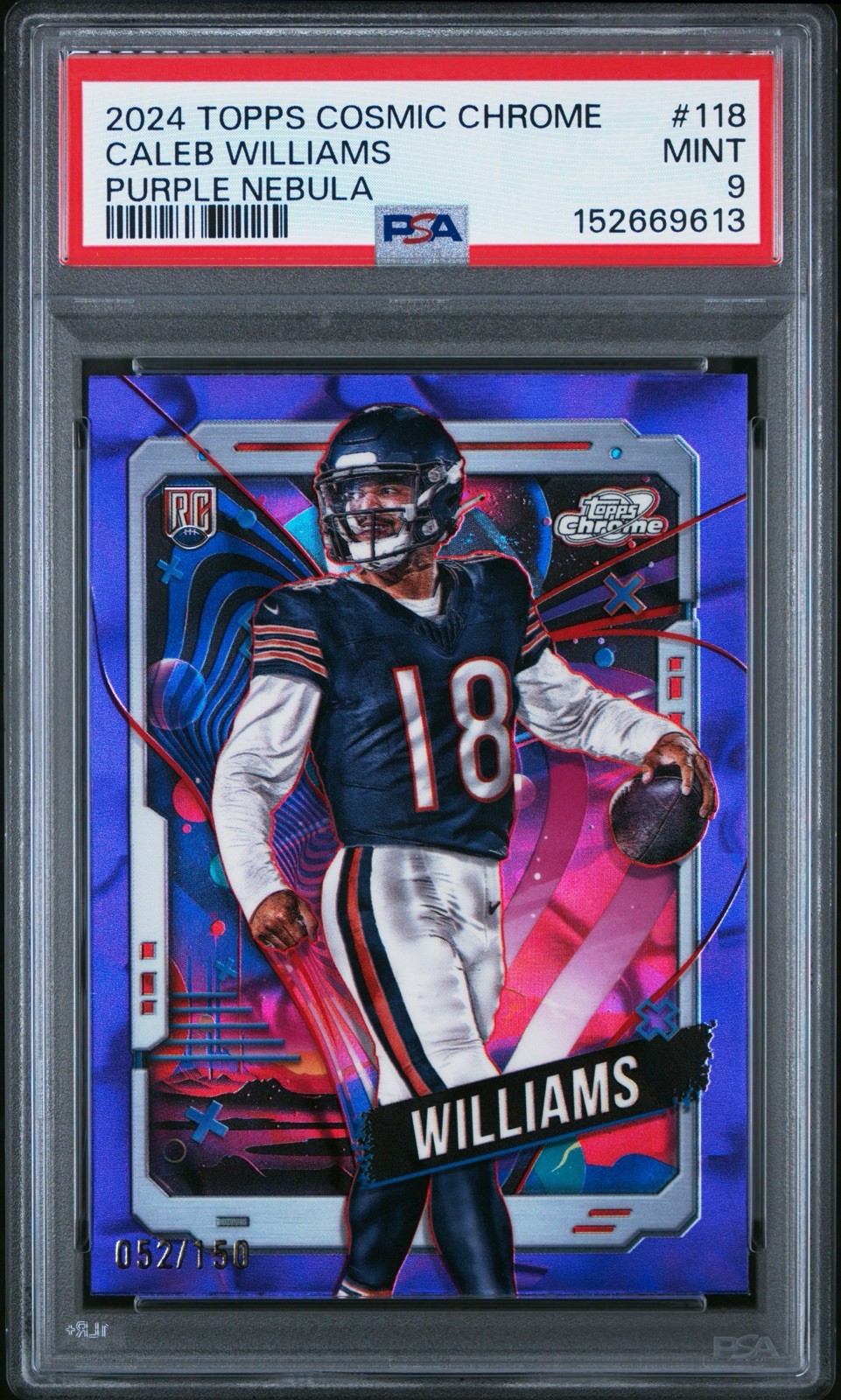 2024 Topps Cosmic Chrome Caleb Williams Purple Nebula /150 PSA 9 RC Chicago Bear