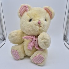 Vintage 1980s  Eden  BELL INSIDE  Cream Pink Teddy Bear  Makes Cute Noise 