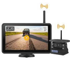 1080P Wireless Magnetic Backup Camera+5" 4-split Monitor DVR for RV/Truck /SUV