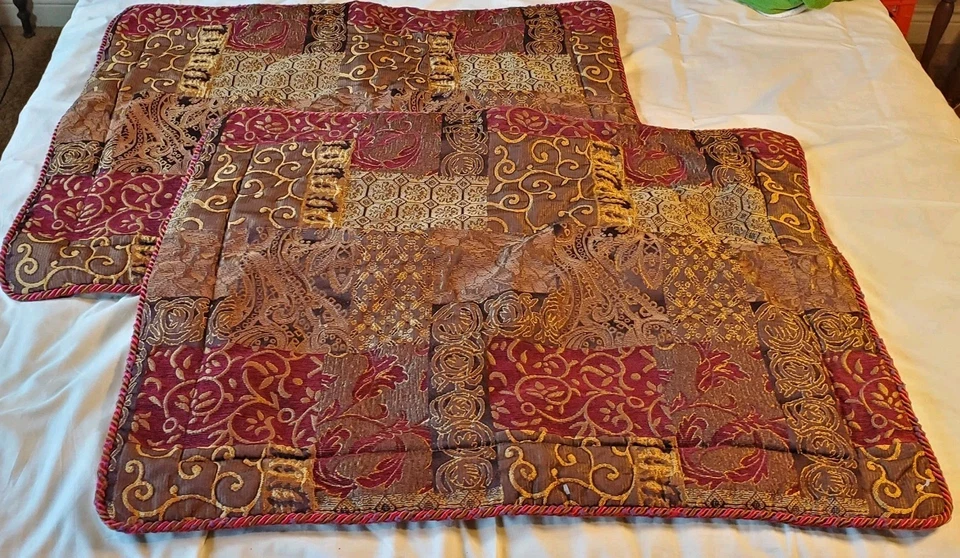 Croscill Galleria 枕套 托斯卡纳,红色,金色拼贴 2 件套 标准 — 第 2/4 张图片