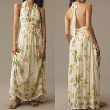 FARM RIO V-Neck Floral Chiffon Maxi Dress Size Medium