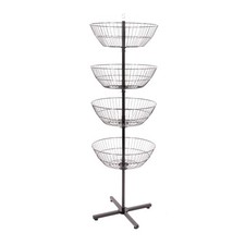 4-Basket Wire Floor Spinner Rack and Dump Bin (63”H x 22”D)