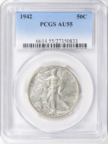 1942 WALKING LIBERTY HALF DOLLAR PCGS AU-55