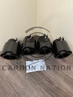 For BMW G90 M5 G99 M5 Carbon Fiber Gloss Black Exhaust Tip 4PC Tools Included - Bild 1 von 4