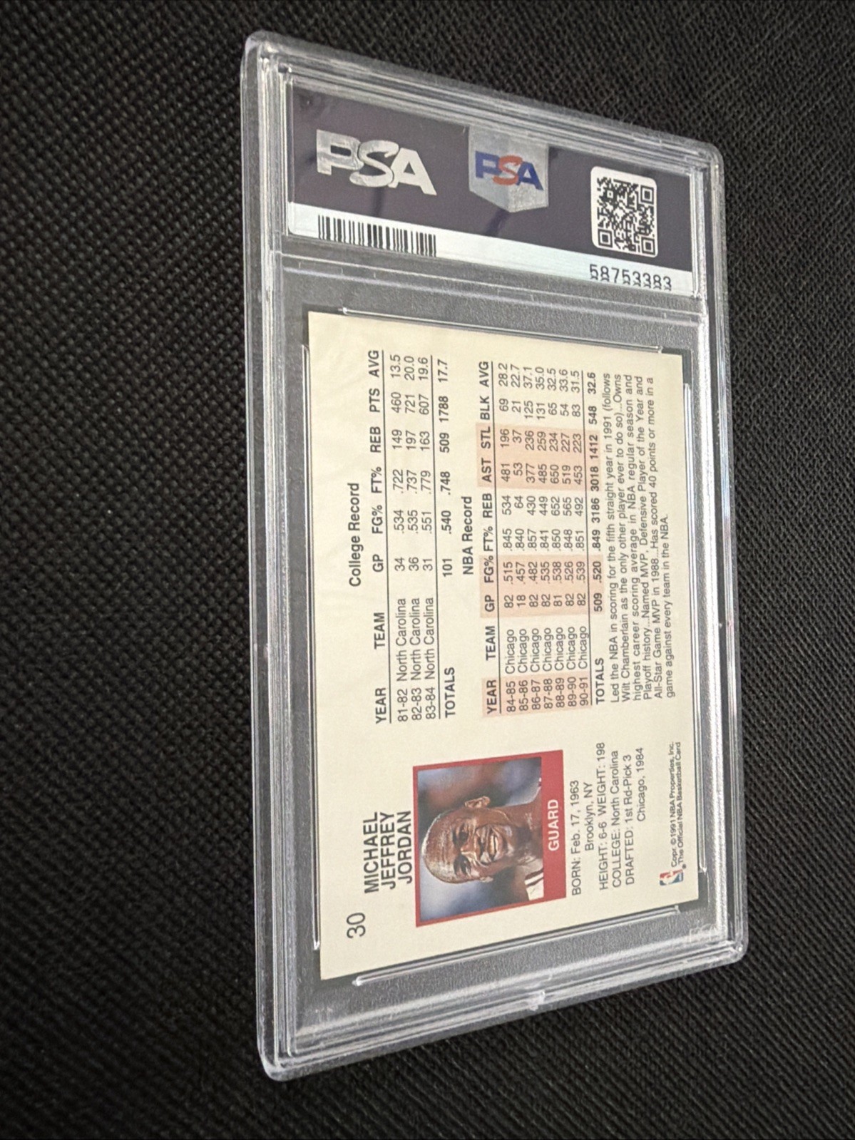 Michael Jordan 1991 Hoops #30 - PSA 6 - Nice Clean Slab view 13