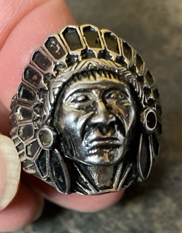 Indian Apache Chief Head Ring Native American Men… - image 1