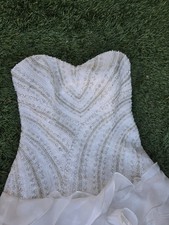 pebles bridal Ivory Strapless Beaded Ball Gown Wedding Dress Train Size 8