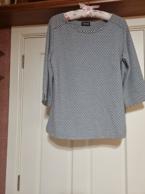 Lovely TAIFUN  Ladies Top Grey and Cream Check size M