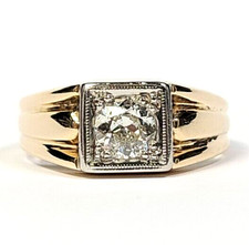 1/2 Carat Diamond 14k Yellow Gold Men's Vintage Ring Size 8