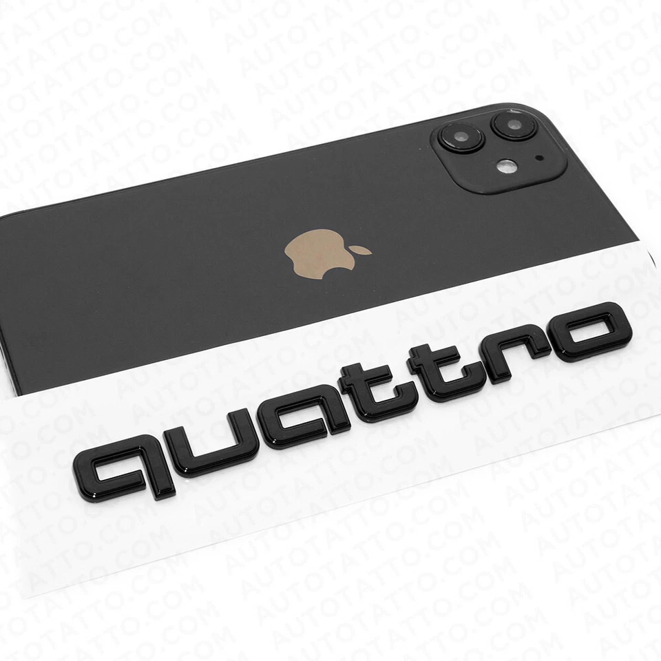 Placa de identificación de puerta levadiza negra brillante Audi Quattro emblema de maletero insignia deportiva Foto 4 de 4