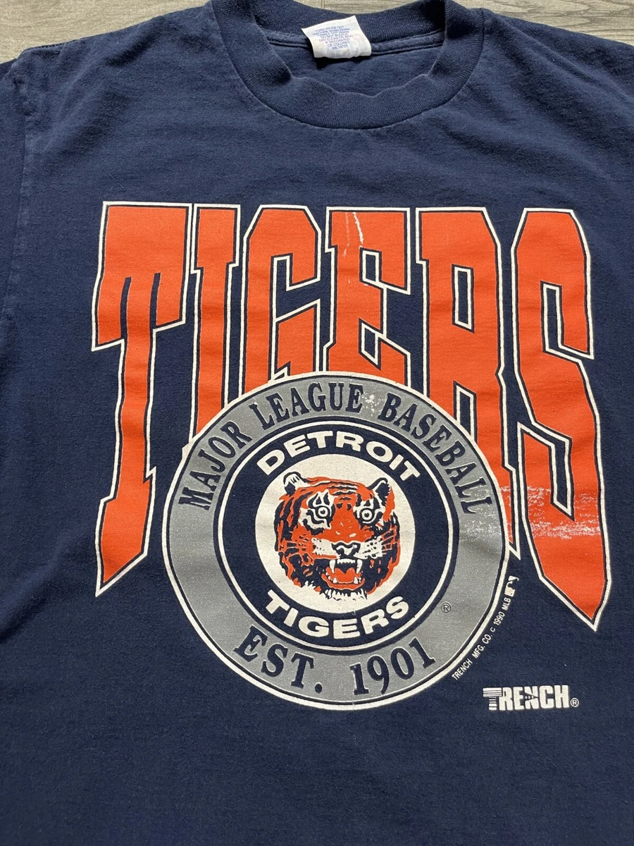 Vintage 1990 Trench Ultra Detroit Tigers MLB T Shirt Single Stitch Large Tee