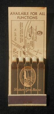 1940s FEATURE MATCHBOOK Shaker Glen House Luncheons Dinners Map Woburn MA